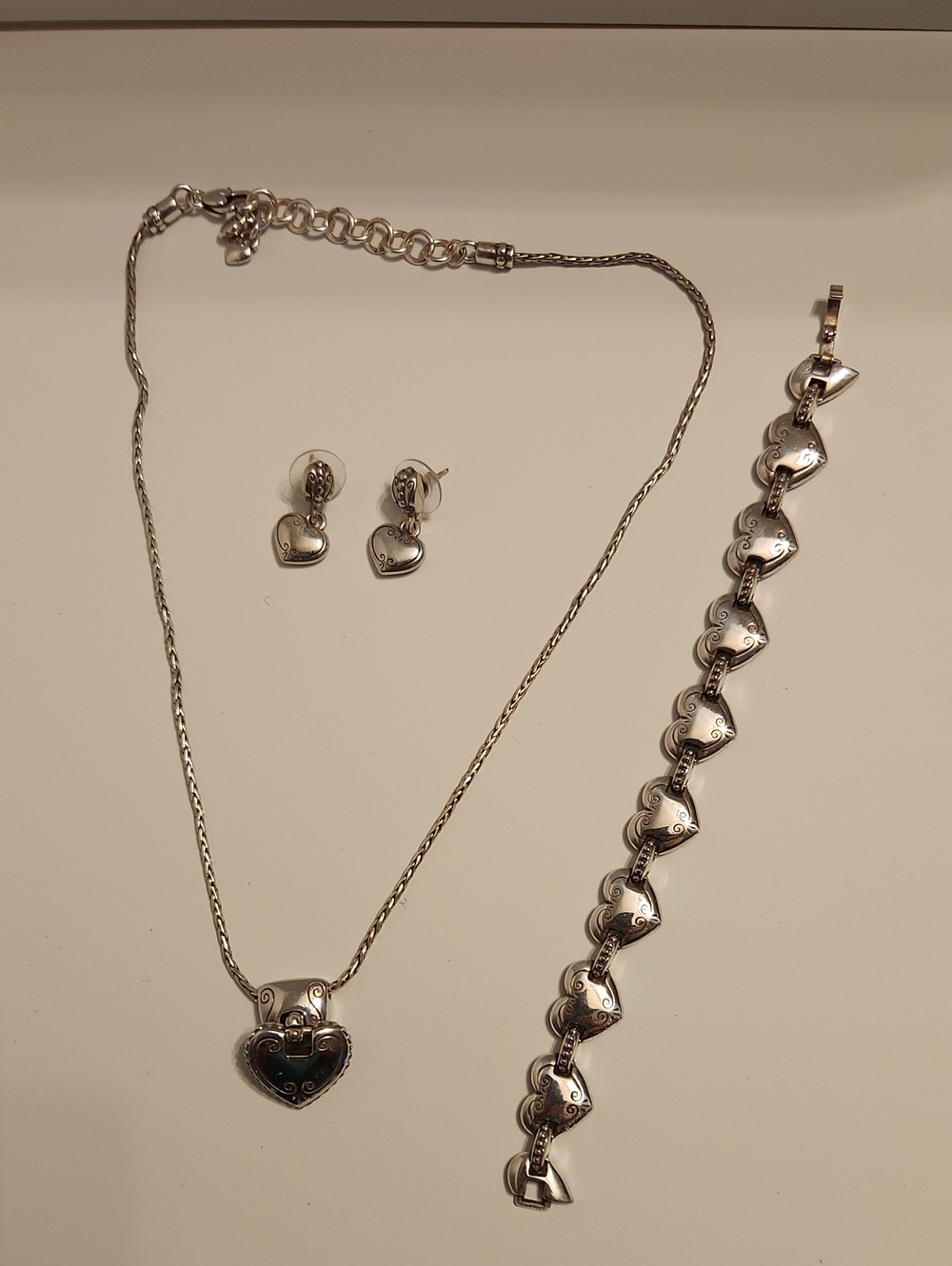 Brighton Cafe Au Lait Heart Pendant Necklace, Bracelet, and Earring Set